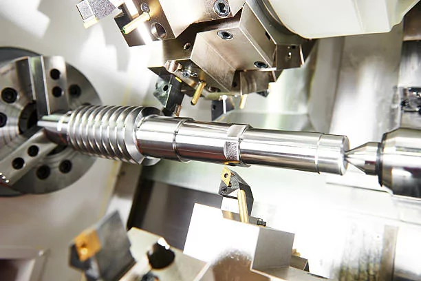 A CNC turning machining in action Precision CNC turning machine