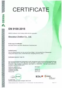 certificate EN9100:2018
