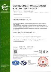 certificate ISO14001:2015