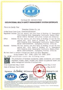 certificate ISO45001:2018