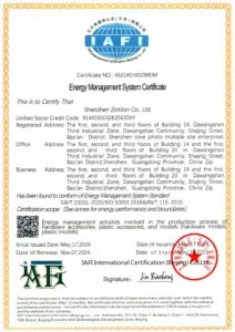 certificate ISO50001:2018